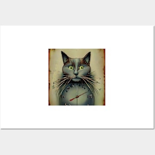 Cat clock Posters and Art